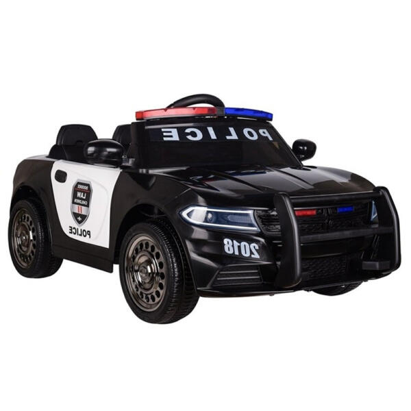 Masinuta electrica de politie Kinderauto JC666 70W 12V cu scaun tapitat culoare Negru