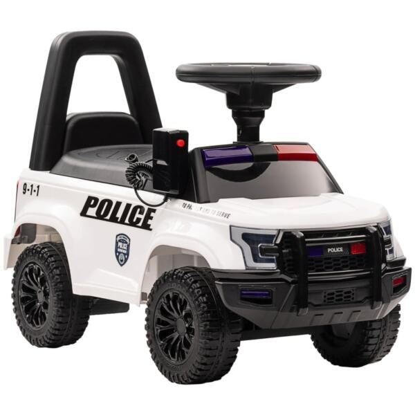 AM ALES Masinuta electrica de politie Kinderauto Police 30W 6V cu megafon si music player bluetooth culoare Alb
