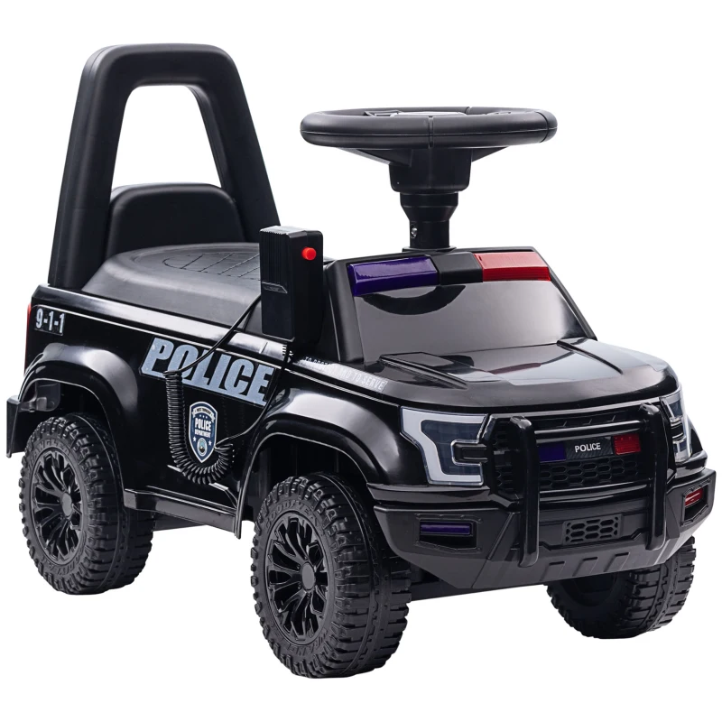 AM ALES Masinuta electrica de politie Kinderauto Police 30W 6V cu megafon si music player bluetooth culoare Negru