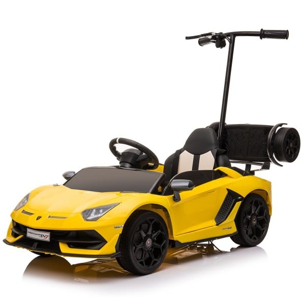 AM ALES Masinuta electrica + hoverboard Lamborghini Aventador SVJ 70W 12V 14Ah premium Galben