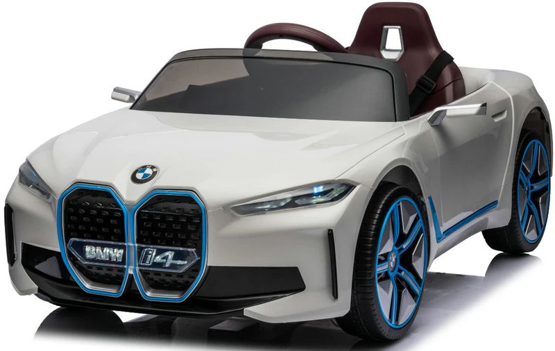 AM ALES Masinuta electrica pentru copii Bmw I4 70W 12V premium blueetoth roti EVA scaun tapitat culoare Alba