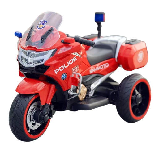 AM ALES Motocicleta cu 3 roti Kinderauto POLICE BJML5188 60W 6V cu scaun tapitat culoare rosu
