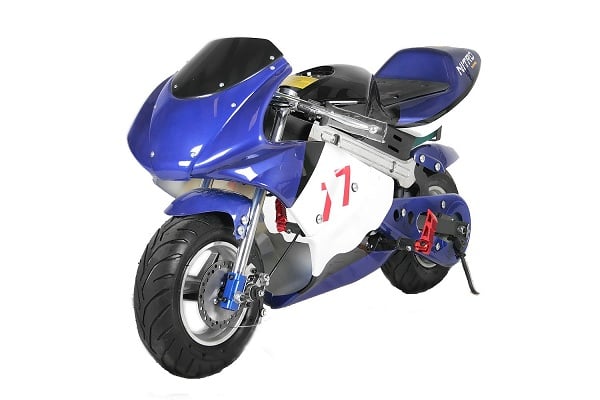 AM ALES Motocicleta electrica pentru copii NITRO Eco Pocket Bike 1000W #Albastru