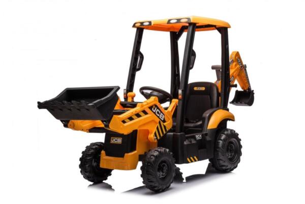 AM ALES Tractoras electric pentru copii JCB 70W 12V cu incarcator si cupa manuala culoare Galbena