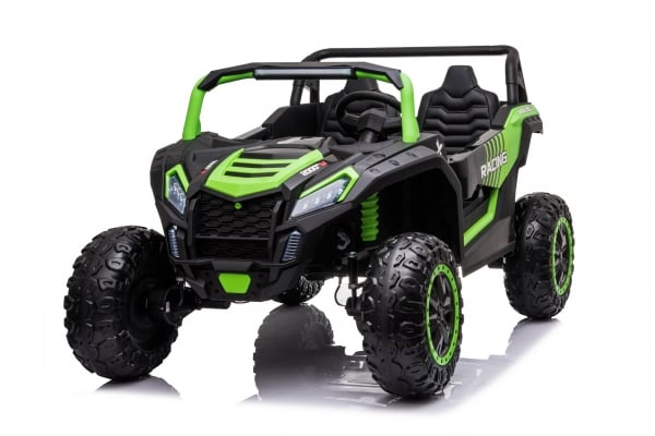 AM ALES UTV electric pentru 2 copii intre 3-11 ani Racing 300W 4x4 24V 7ah cu ROTI MOI #Verde