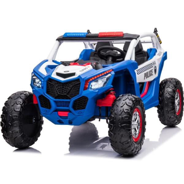 UTV electric pentru copii Police XB2118 4x4 220W 12V scaun tapitat cu 2 locuri bluetooth #Albastru